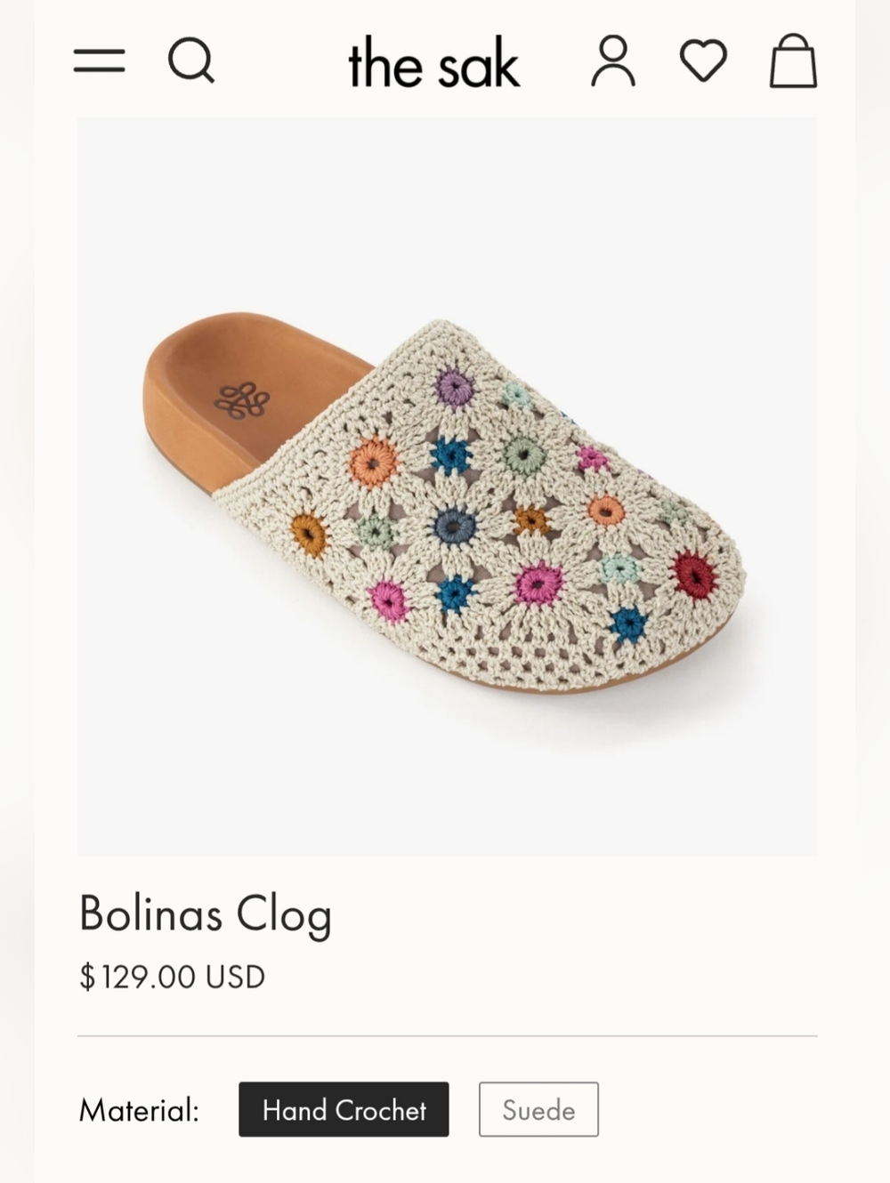The Sak Cream Crochet Mules w/Multicolor Flower Embroidery Recycled Women's Sz 8 - Picture 9 of 10